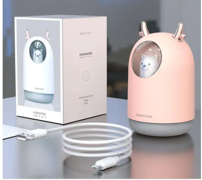 
Mini USB Table Air Humidifier with ColorFul LED Lamp 300ML Tank Essential Oil Humidifier Ultrasonic Cool Mist Diffuser 