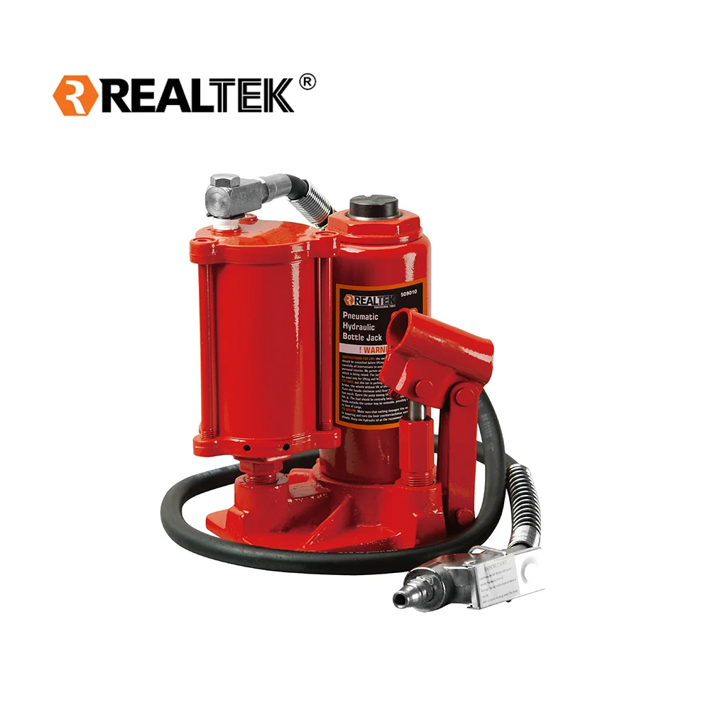 Realtek Long Life Car Repair Tool 80mm Adjustable Height 5tons Pneumatic Hydraulic Bottle Floor Jack