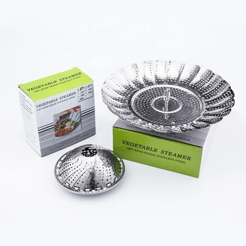 Шеф-повара из нержавеющей стали Овощной пароход Пароварка складная корзина вставка для сковородок и скороварки