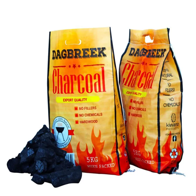 bopp laminated pp woven bags for hardwood lump coconut shell charcoal briquettes packaging bag 5kg