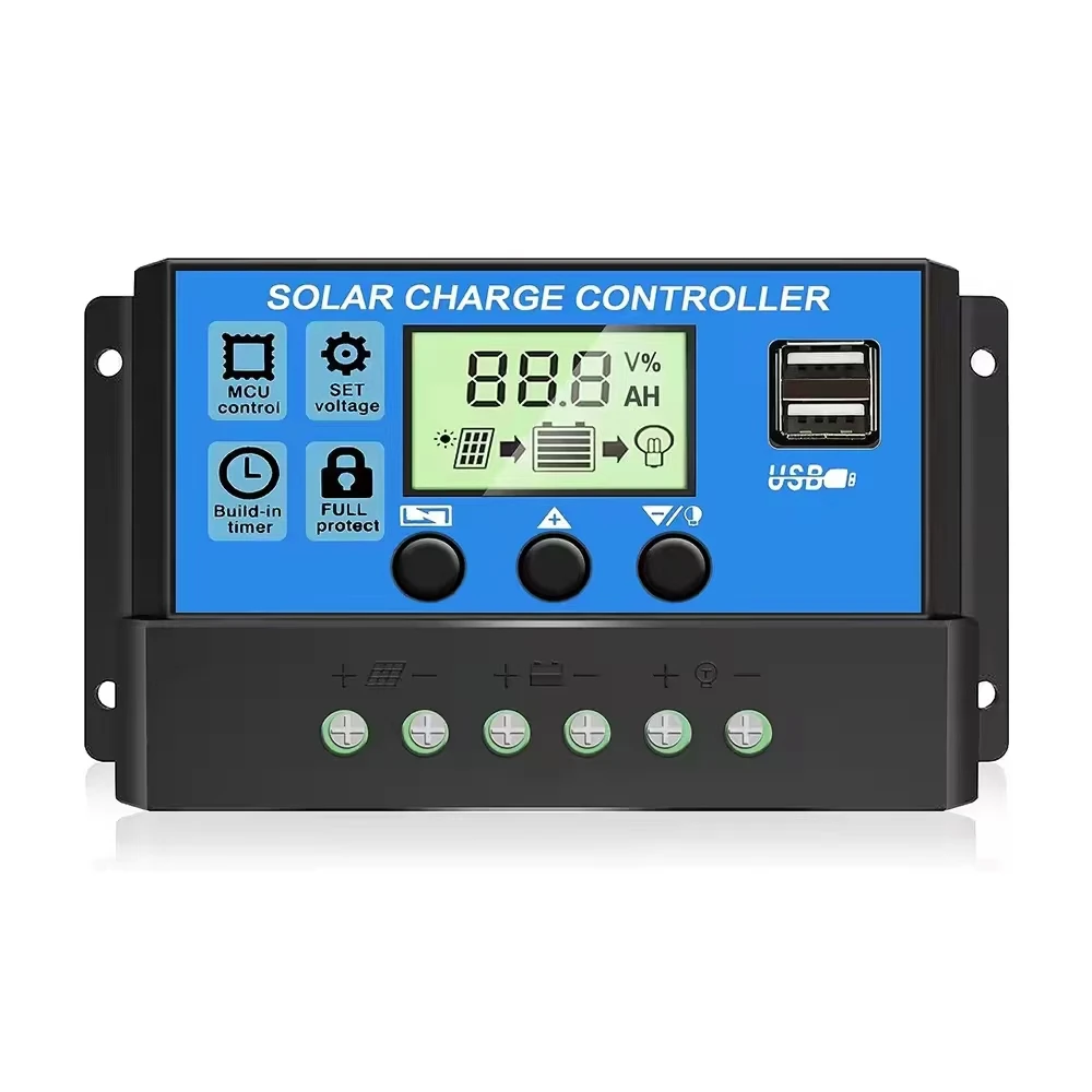 Auto PWM Solar Charging Controller with 12V/24V LCD Display ROHS Certified 10A/20A/30A for Home Solar Panel & Lead Acid Battery