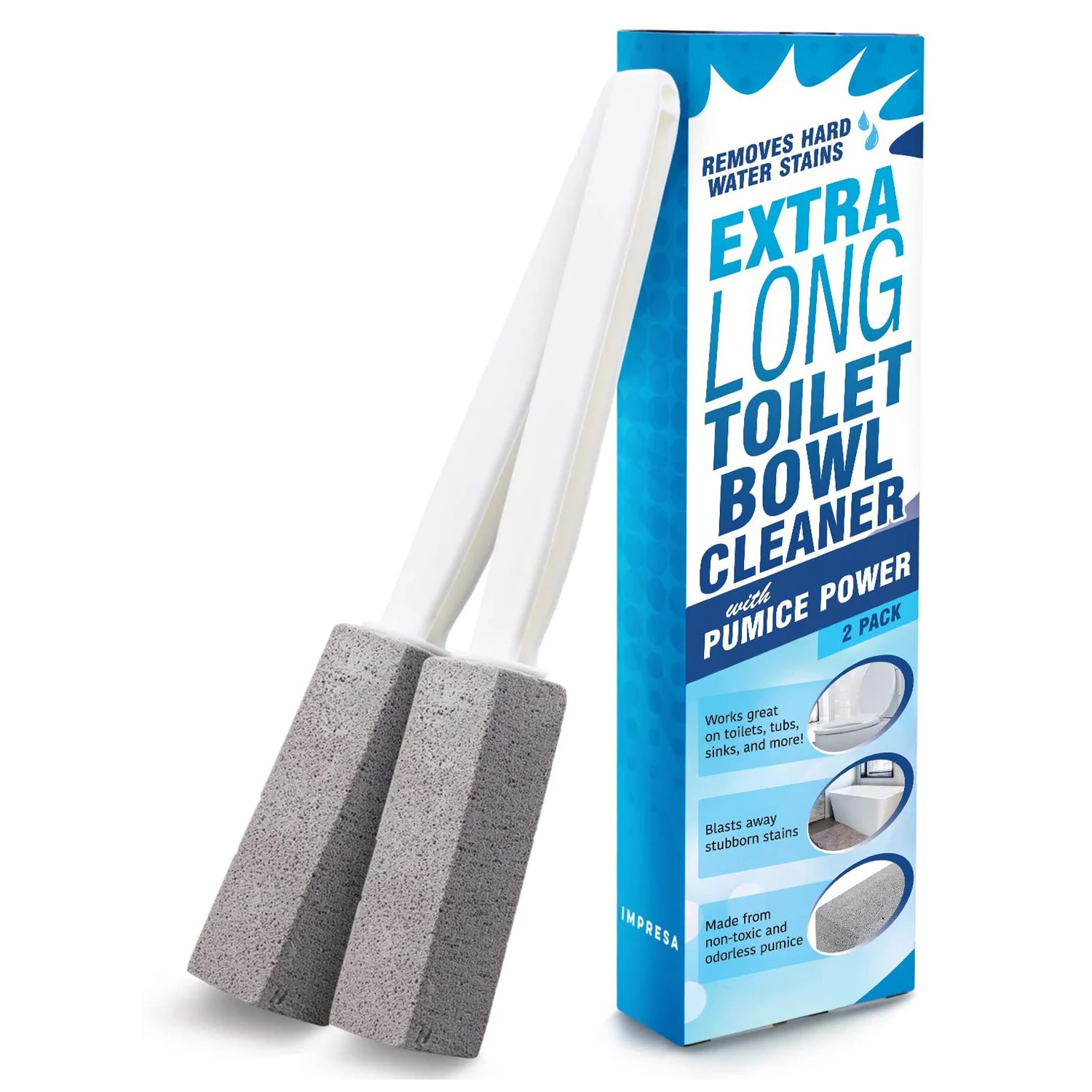 Pumice Stone Toilet Cleaning Brush Bowl Cleaner Limescale Remover Pumice Toilet Brush with Extra Long Handle