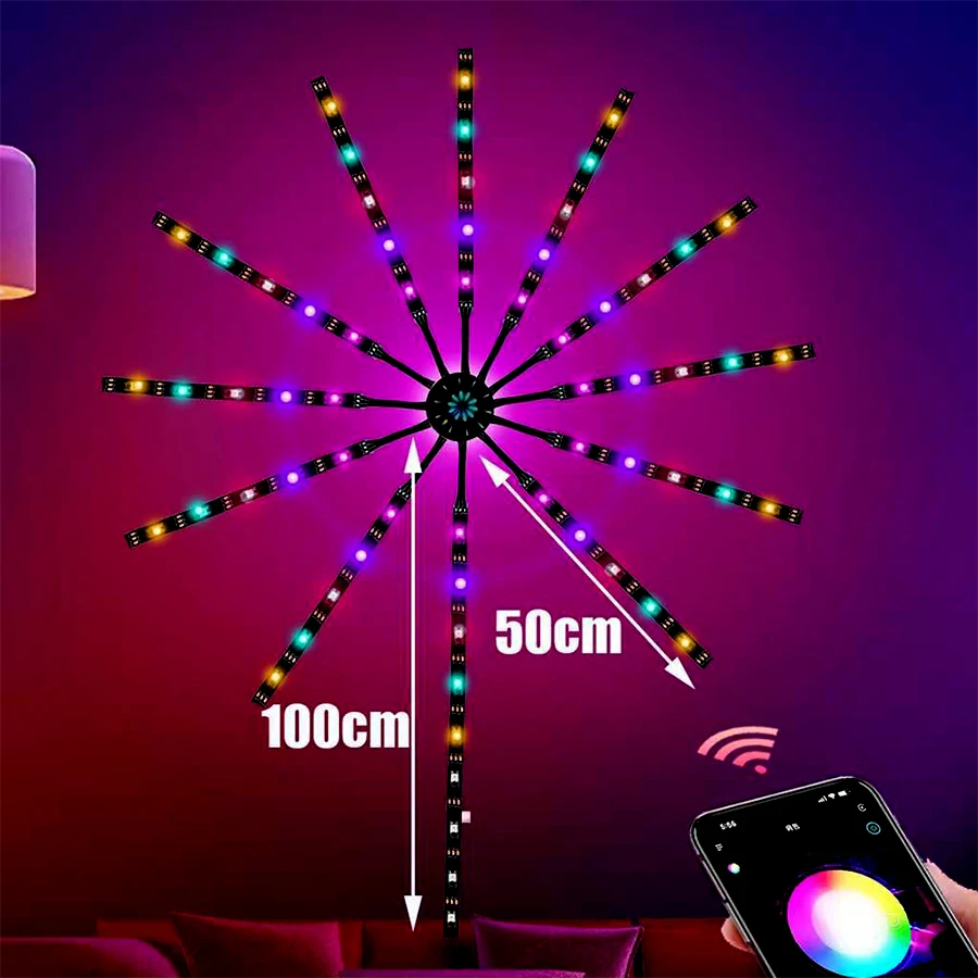 JEJA Firework LED Strip Lights Bedroom Music Sync Phone APP and Remote Control Firework LED Light for Christmas Party Bar KTV