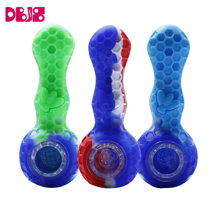 
New Products Custom Logo Silicone Smoking Pipes with Glass Bowl 