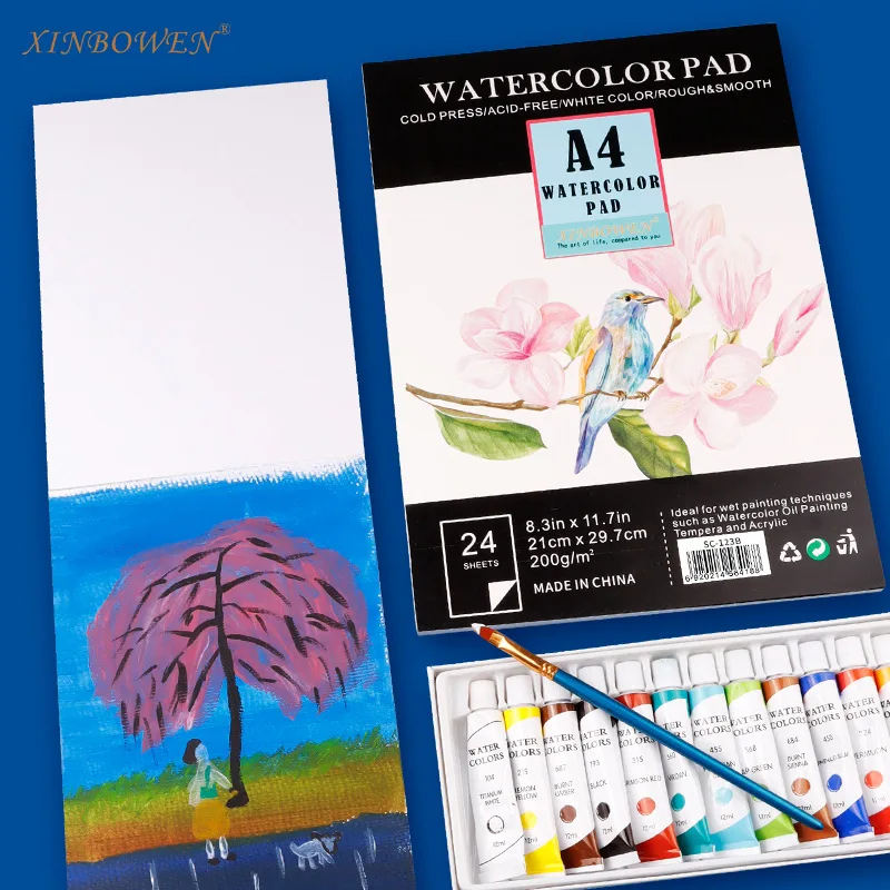 Hot Sale  A3 A4 A5 Watercolor Pad 180Gsm And 200Gsm 24 Sheets Drawing Watercolor Paper Pad for Art