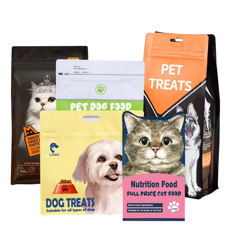 Customized pet dog food cat food composite with zipper eight-side seal food packaging bag