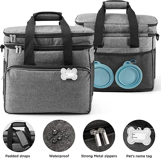 Pet Supplies Hot Sale Foldable Pet Weekend Outdoors Organizer Dog Travel Kit Tote Bag