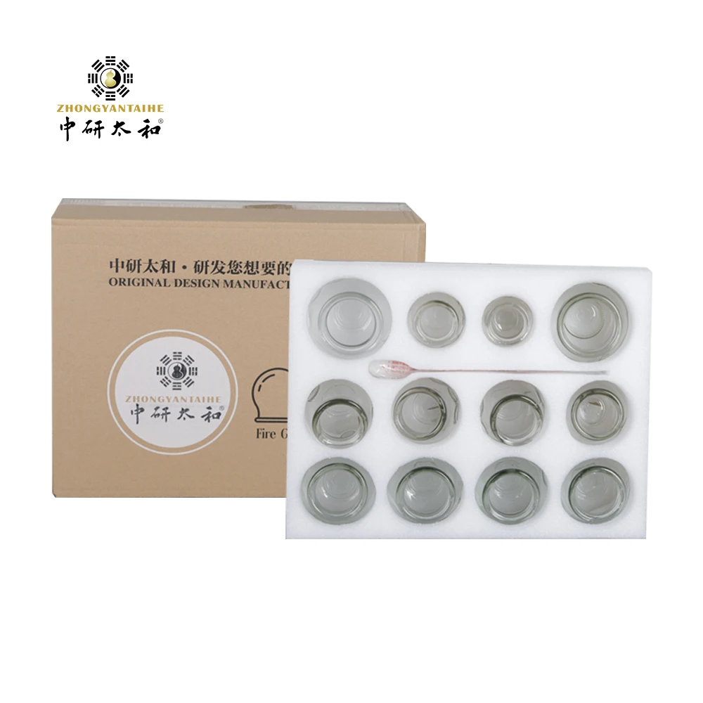 Traditional Chinese Vacuum Glass Cupping Therapy Cups 12 Body Cupping Massage Set