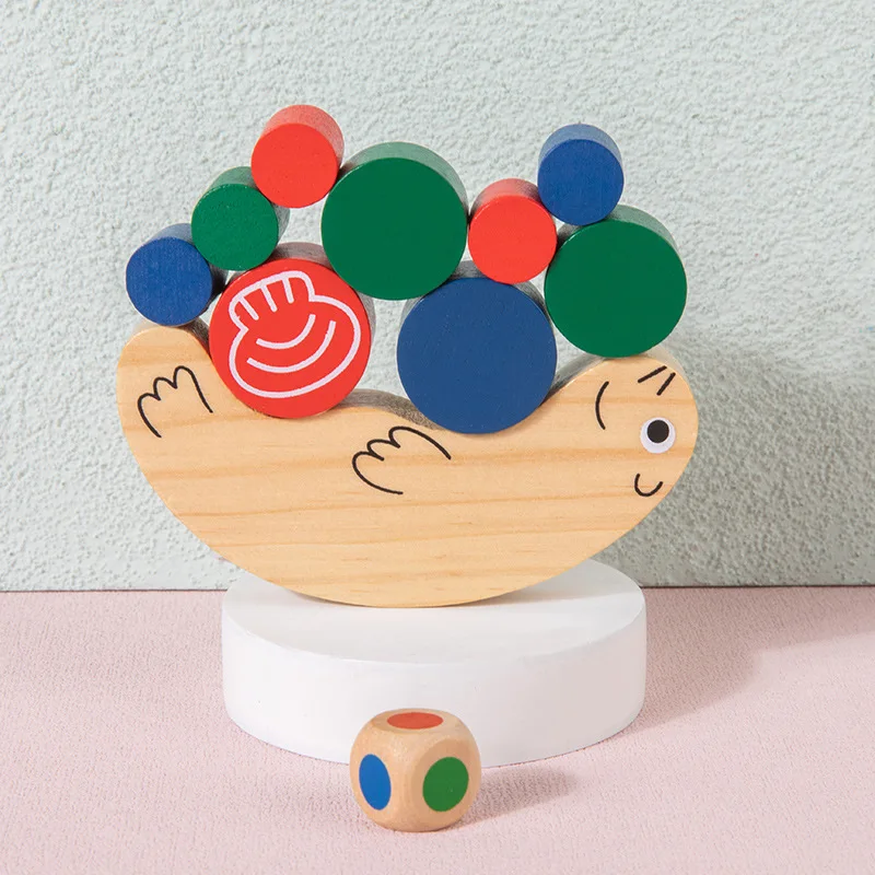 Wooden Stacking Block Set Snail Intelligence Toys Building Blocks Educational Toys Stacked Boat Stack High Child Balance Toy