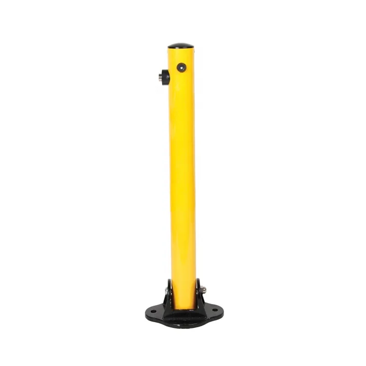 60mm Diameter Powder Coated Bollard With Pivot Round Base Plate Steel Security Post Car Parking Barrier