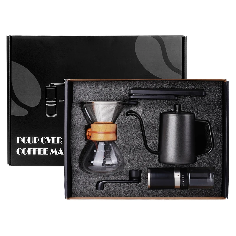 2022 Hot Sale V60 Outdoor Modern Manual Drip Travel Bag Gift Box Packaging Grinder Pot Kettle Pour Over Coffee Maker Set
