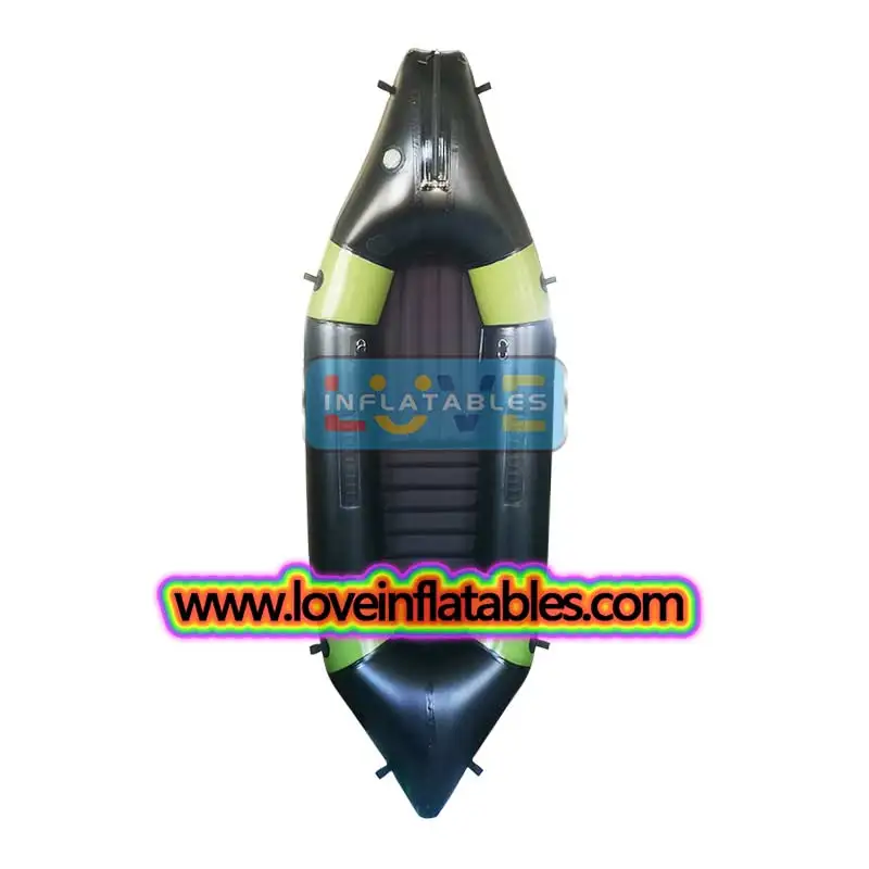 River Expedition Ultralight Inflatable Kayak Fishing Boat Self bailing Packraft with Fishing Rod Holder