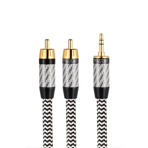 High Quality Y9 3.5 mm Male to 2 RCA Male HiFi Y Splitter Stereo Audio Cable for Audiophile Connect Phone MP3 CD PC to Amplifier
