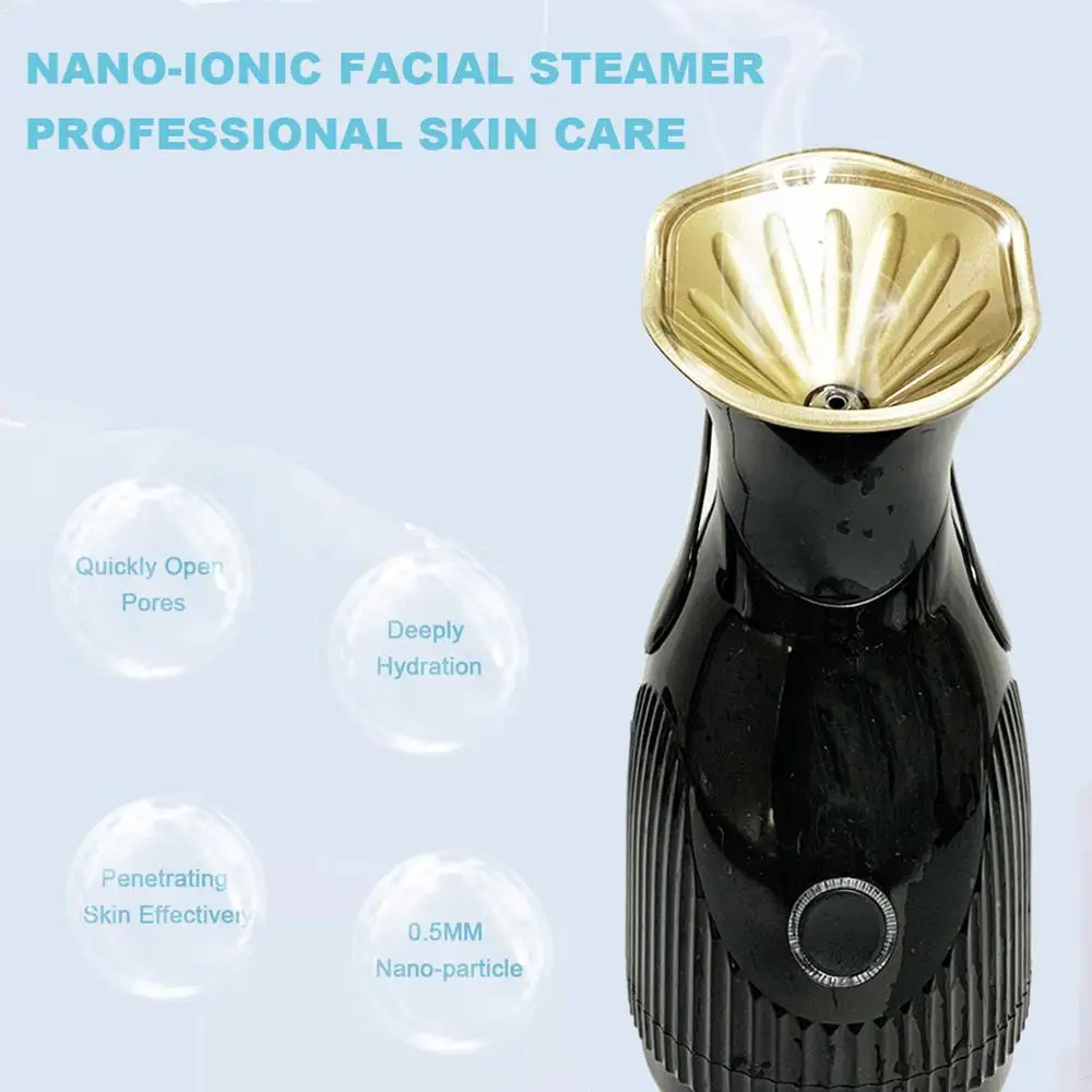 Nano Ionic Facial Steamer Warm Mist Humidifier Black and glod