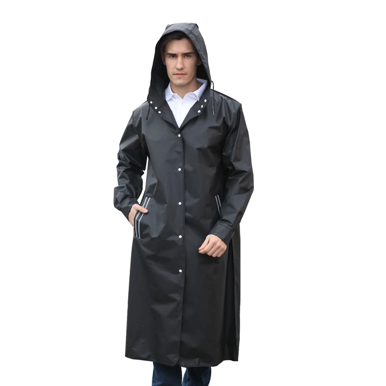 wholesale Fashionable New Design EVA 0.16mm black reusable plastic raincoat for adult