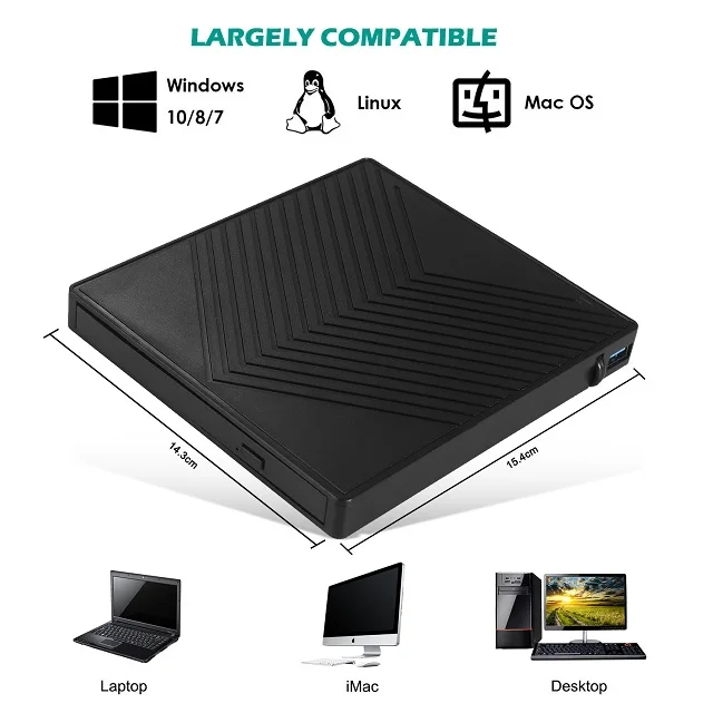 new 7 in 1 External DVD Player Plug and play dvd burner with HUB cd Drives for Latest Notebooks,Optical Drive