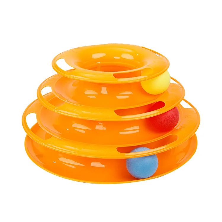 Eco- Friendly Removable Training Exercise 3 Level Plastic Roller Tracks Tower Cat Ball Toy Interactive Pet Cat Toy
