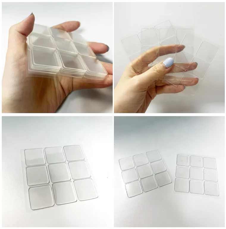 Customized Size PU Gel Sheet Die Cutting Self Adhesive Sticky Pads Double Sided Sticky Dots