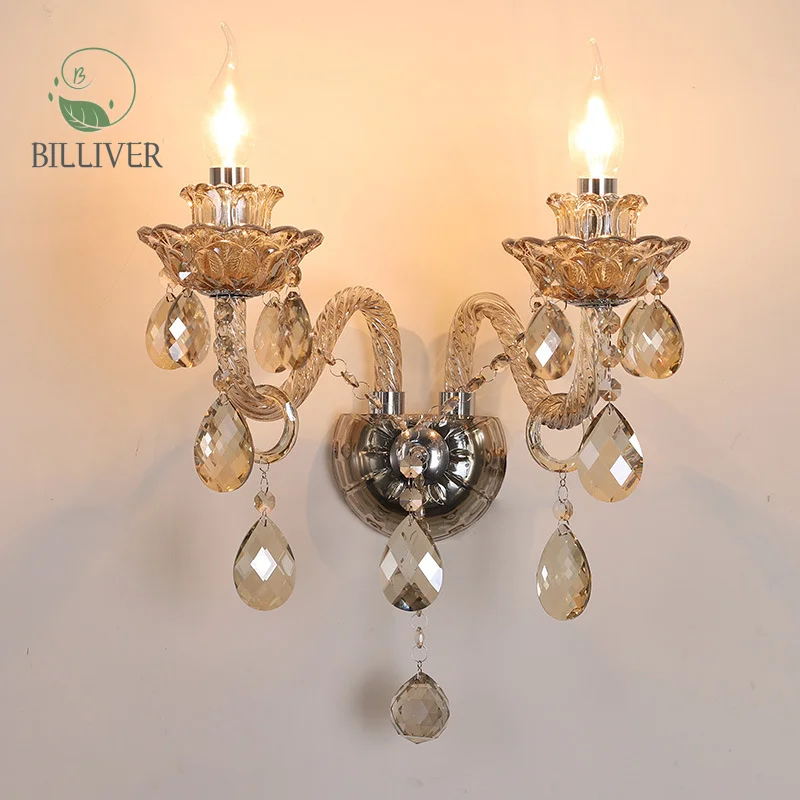 European candle crystal wall lamp living room dining room decoration wall lamp Bedroom hotel corridor aisle wall lamp