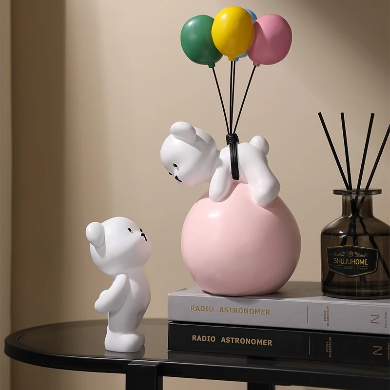 Balloon Bear Figurines For Interior Creative Resin Statue Nordic Home Decoration Sculpture Modern Figurine Room Decor