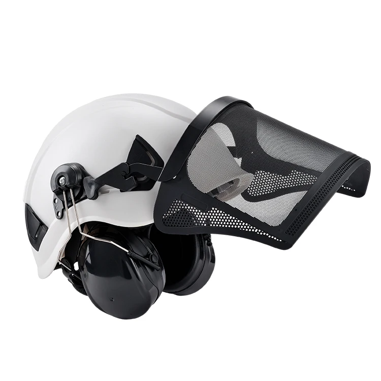 Mountaineering Rescue Sports Rock Climbing Safety Helmet Set with Face Shield and Earmuff