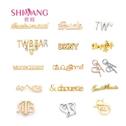 Handbag Hardware Accessories Factory Custom Logometal Clothing Label Brand Name Tag Metal Letter Plate for Bag
