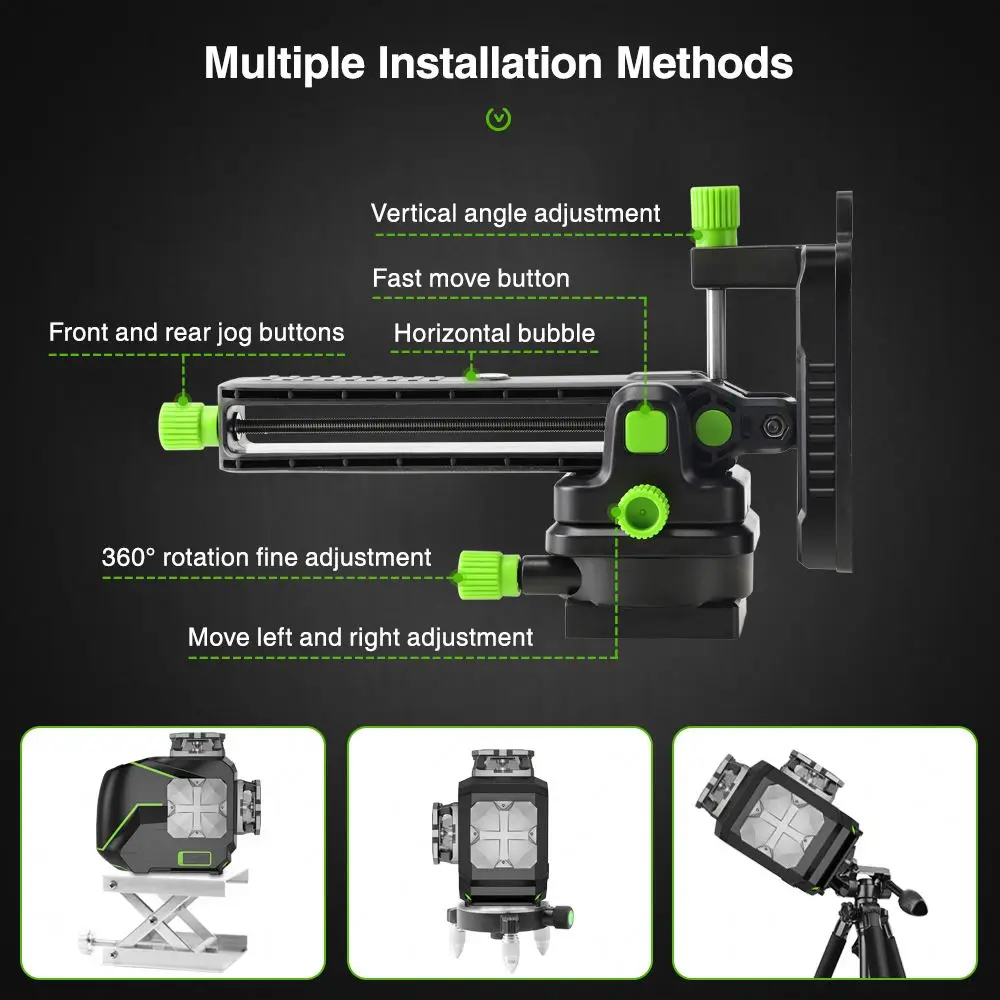 Huepar Osram S03CG with Hard Carry Case Bluetooth Function&Outdoor Pulse Mode 3D Green Beam linelaserlevel,12 Line Laser Level