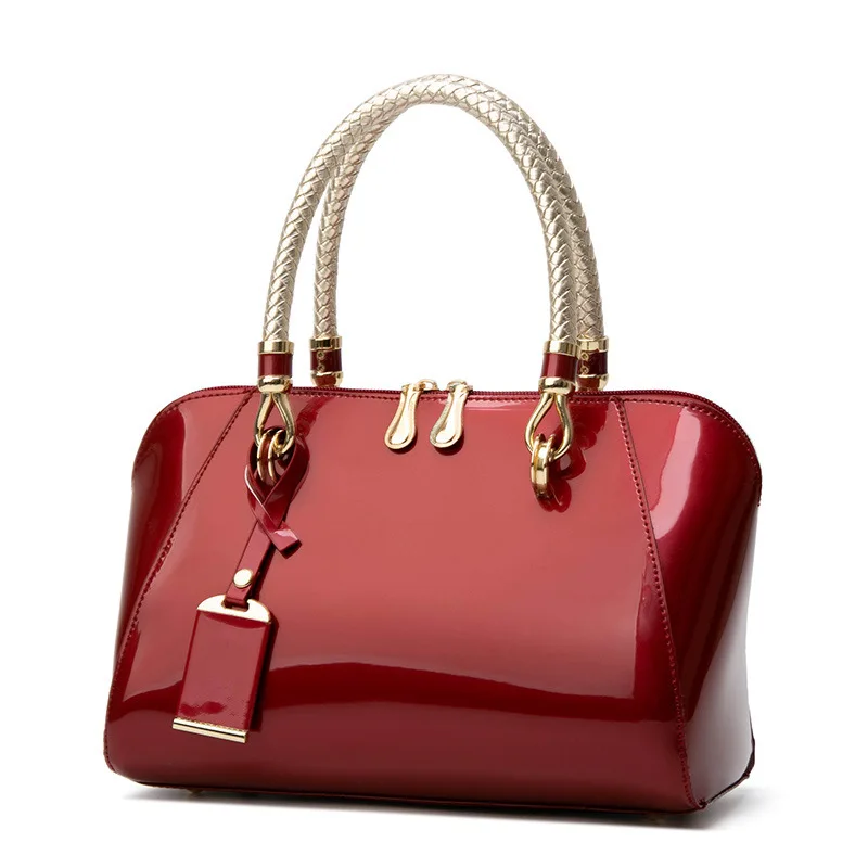 New designer patent Leather ladies shoulder bag fashion boston bag famous brand handbags for women luxury