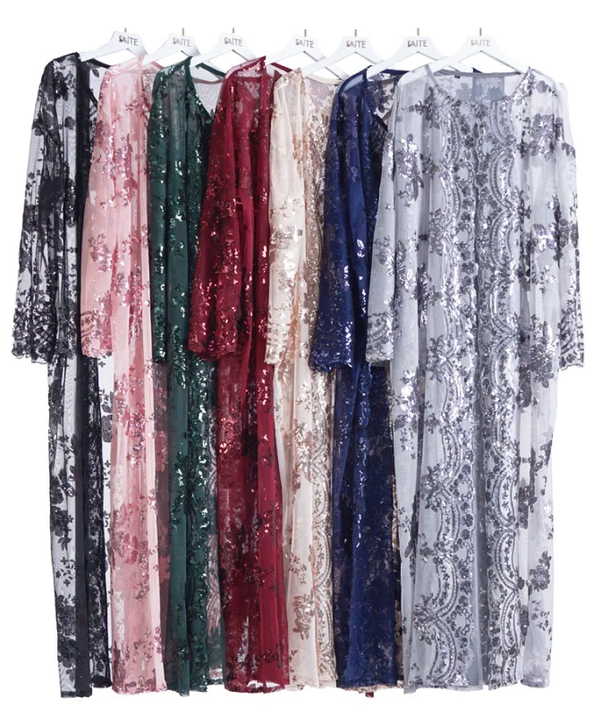 Wholesales High Quality Arab Turkish Polyester Double Dubai Abaya Islamic Clothing Women  Long Muslim Dress