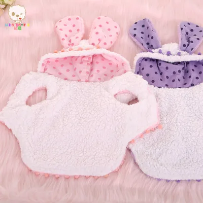 Pet dog Winter fleece Clothes Overcoat bowknot dog cute soft rabbit with long ear hoodies