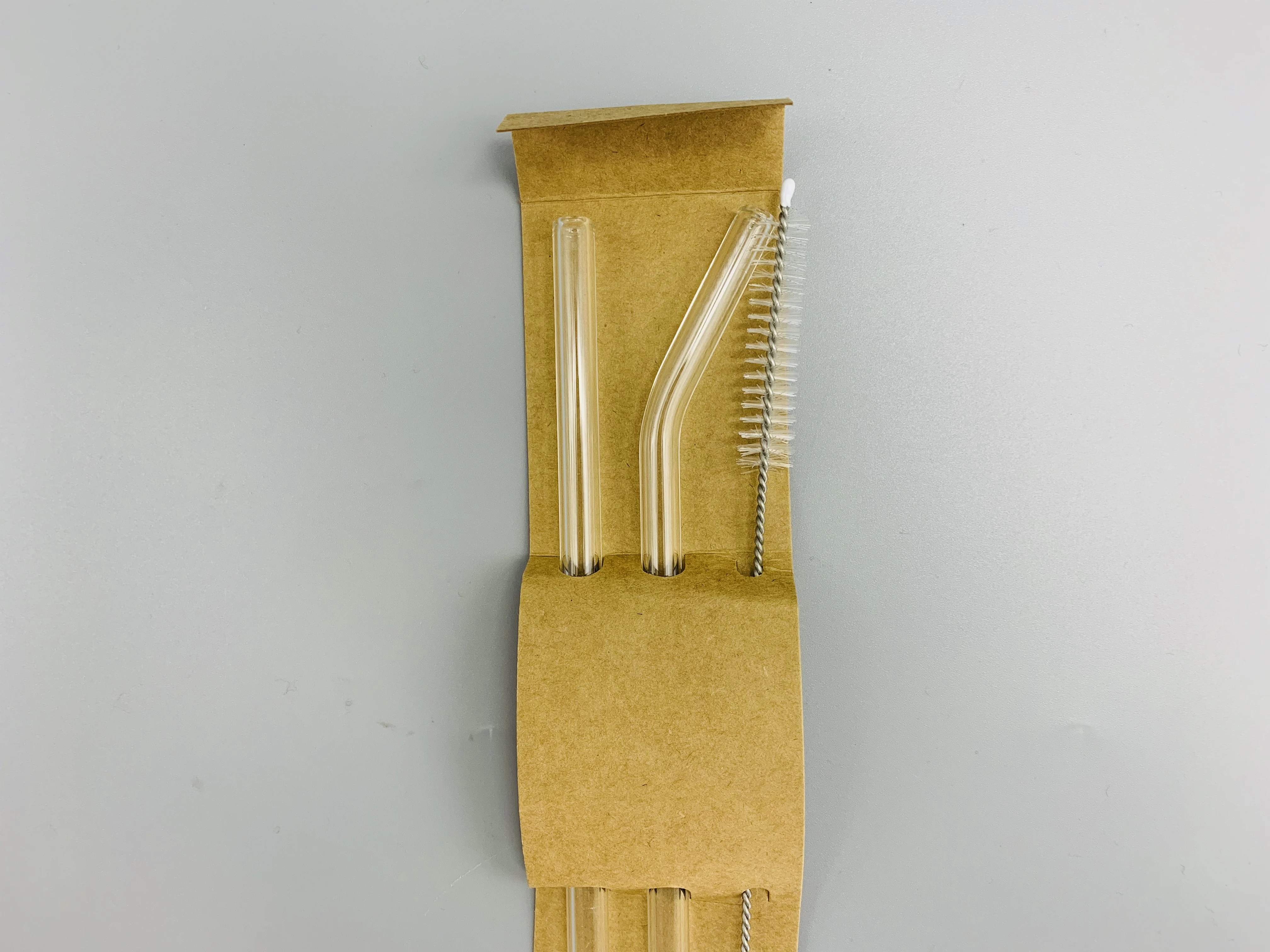 
Glass straw factory reusable glass straw set 2straws and 1brush in one box 