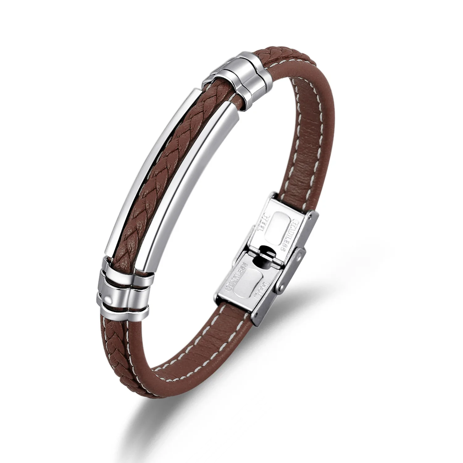 Adjusting Length Braided Leather Bracelets for Men Armband Trendy Genuine Leather Rope Bracelets with Magnetic Buckle Jewelry