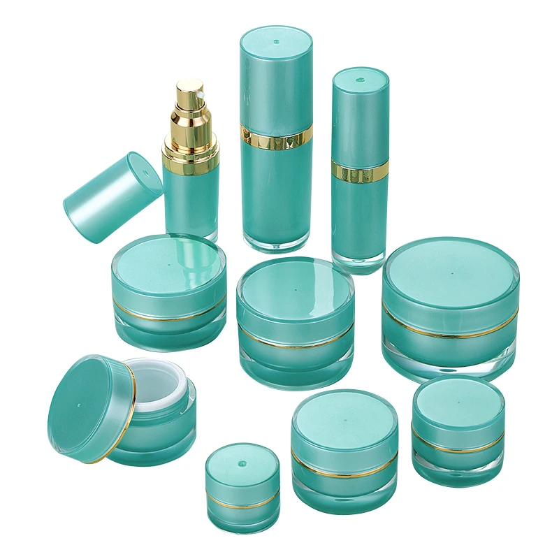 Hengsheng manufacturer supply 5g/15/20/30/50g transparent green plastic empty cosmetic jar for skin care cream