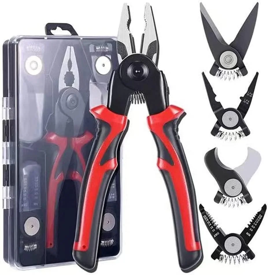 Multipurpose 8 Inch 5 IN 1 Plier Tool Set 1PC Cable Cutters Wire 1PC Stripper 1PC Crimping Plier 1PC Linesman Pliers 1PC Scissor