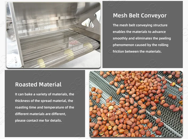 Gas Electric Heating Almond Roasted Peanut Making Machine Hazelnut Nuts Dryer Automatic Cashew Peanut Roasting Cooling Machine