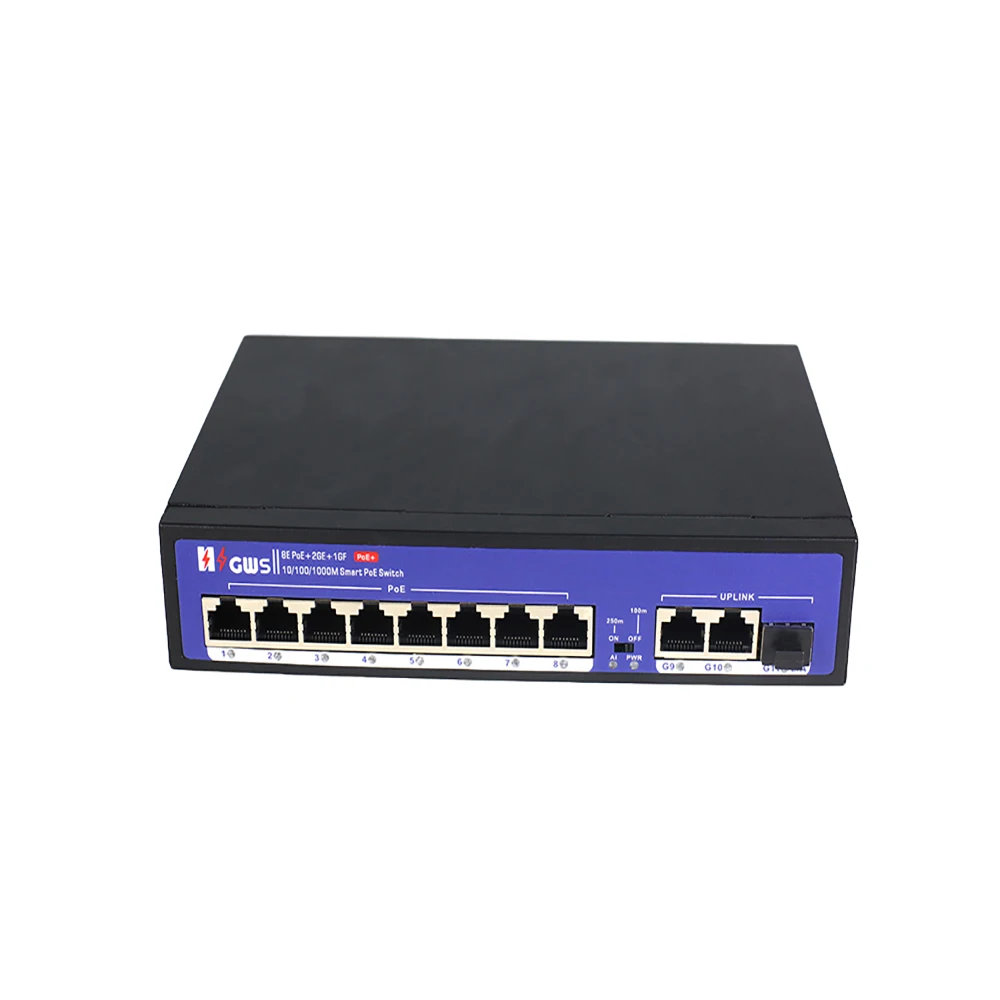 Commercial 8 16 24 port poe switch 10/100M network switches with 1 SFP and 2 RJ45 unplink port ethernet switch HZGWS brand