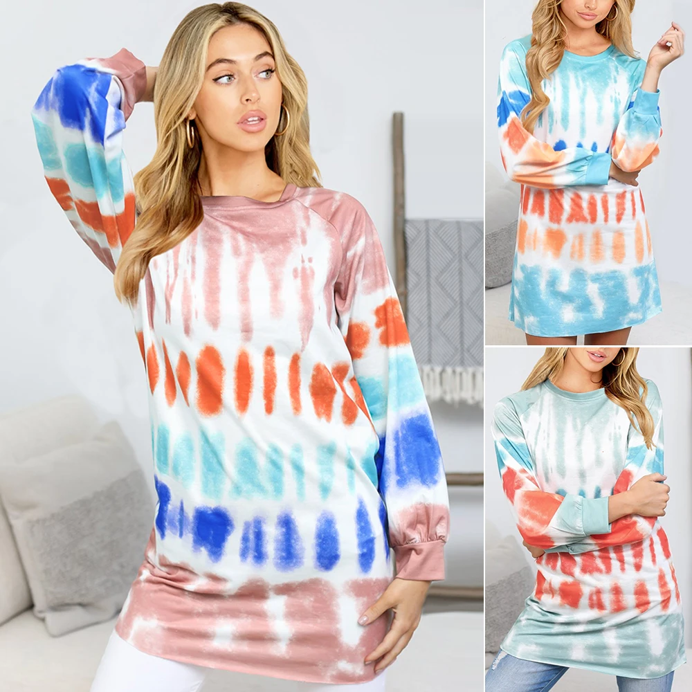 Wholesales Cheap New Arrival Hot Sales Tie Dye Lady Long Shirts Women Shirt Blouses