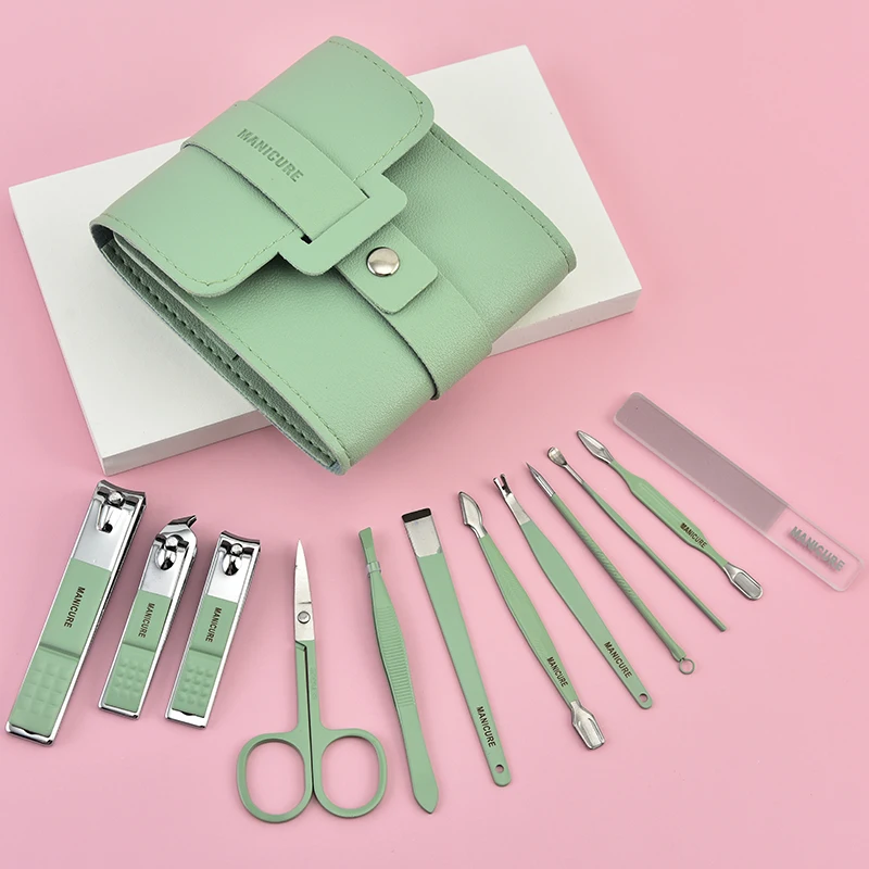 Professional Multi-Purpose Stainless Steel Nail Care Tool Kit Manicure Pedicure Nail Clipper PU Leather Foot Care Manicure Set
