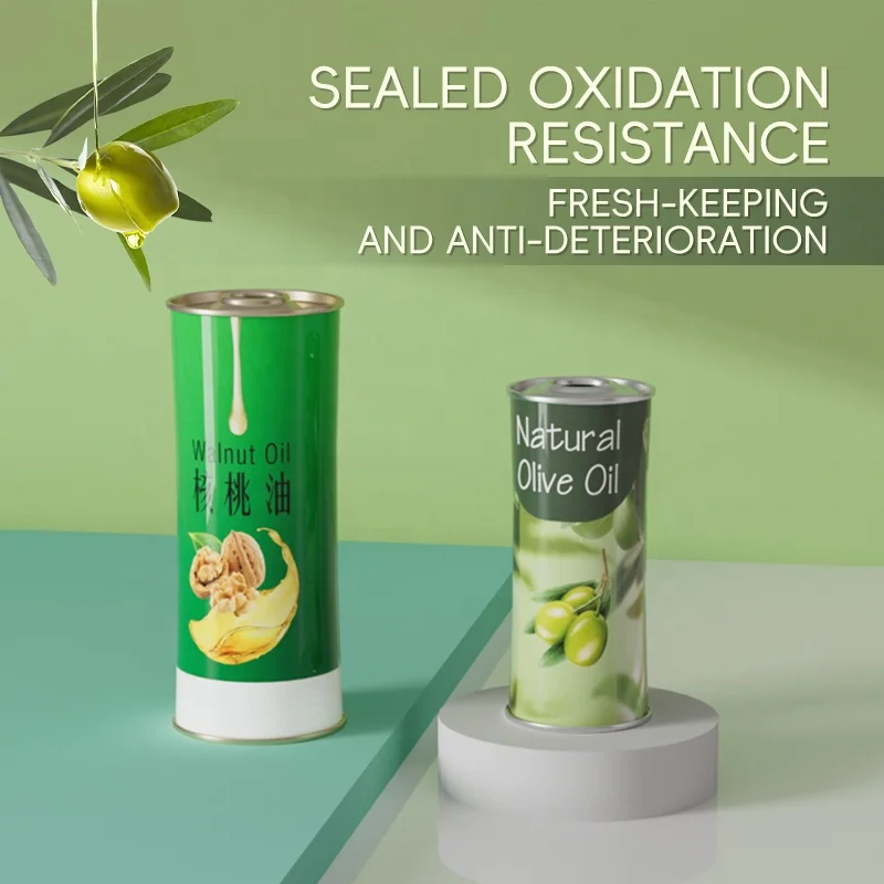 Factory wholesale empty tin can for olive oil 500ml square round shape metal cans cooking food packaging