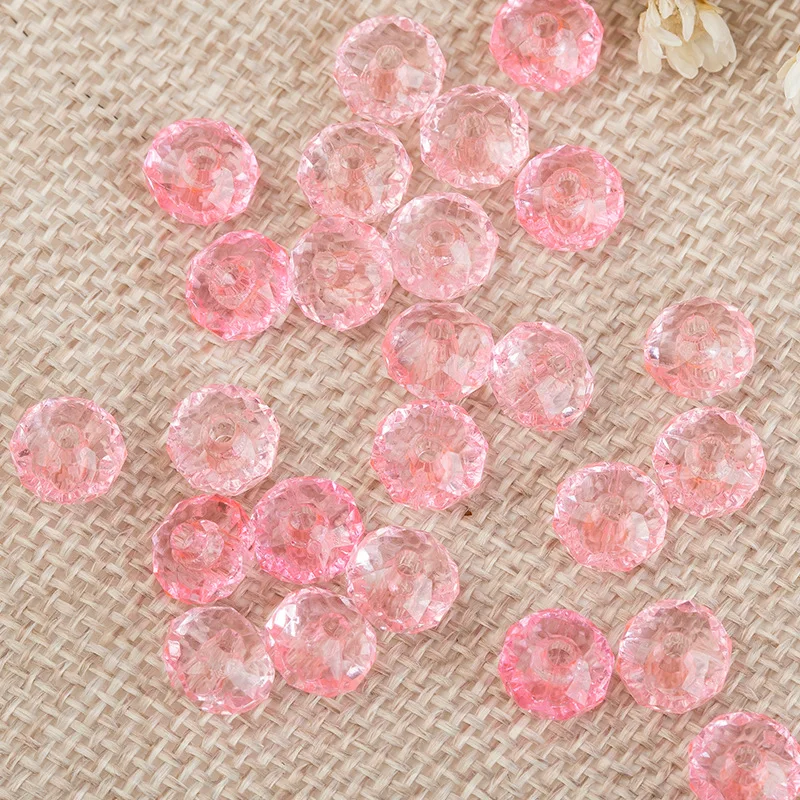 Wholesale Acrylic transparent wheel beads flat beads imitation crystal bracelet