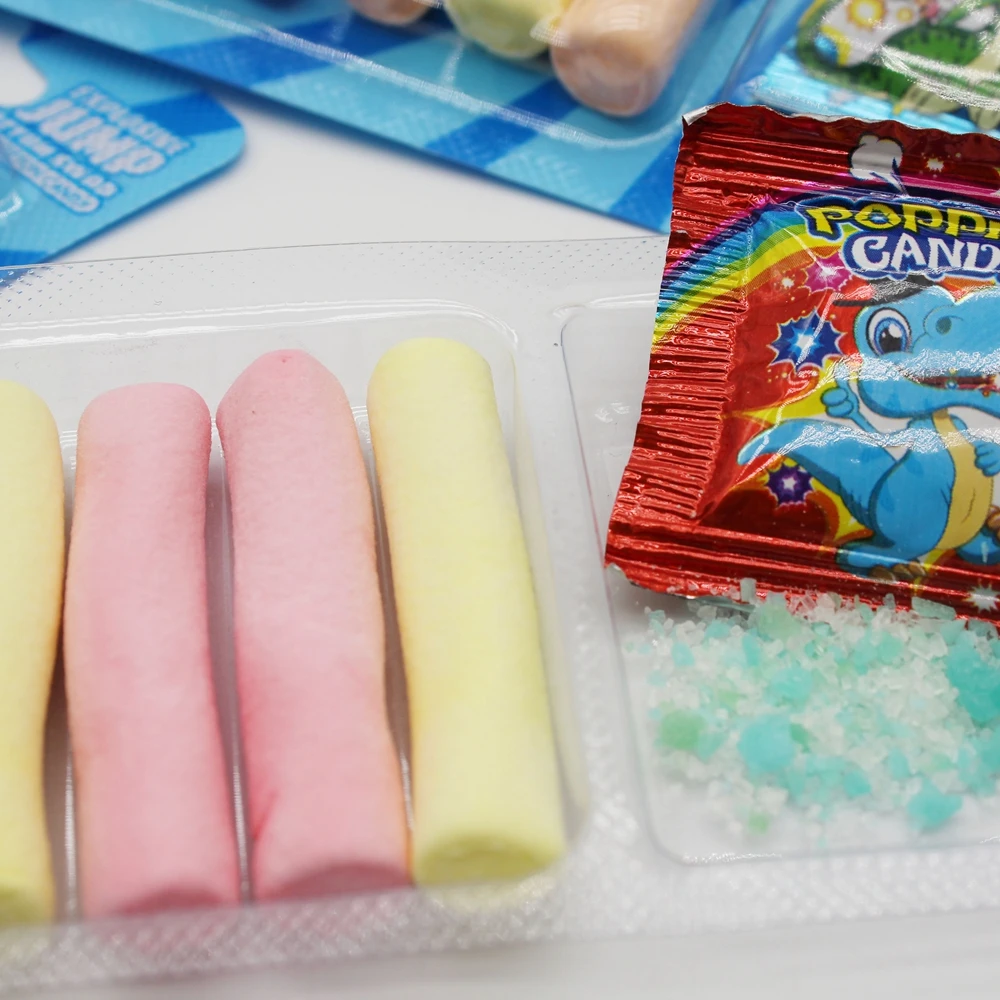 Hot Sale Fruit Flavored Sponge Cotton Candy Soft Gummy Marshmallows Candy with Popping Candy