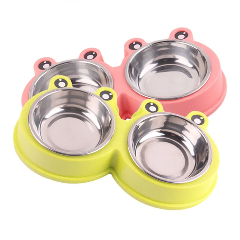 
New 2 in 1 Pet Bowl Drinking Water Feeding Anti Splash Stainless Steel Pet Bowls & Feeders Food Storage 2in1pet Bowl for Dogs 