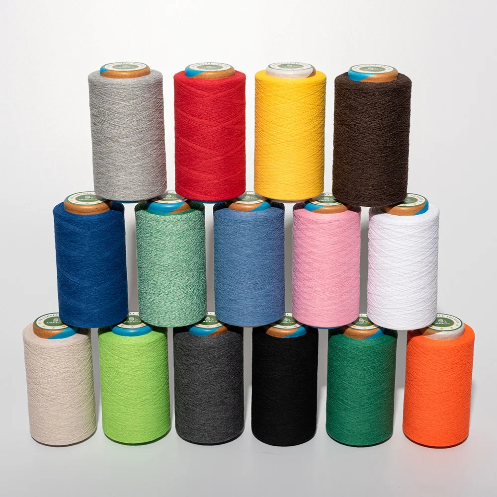 Red Color Blend Yarn Recycled Cotton Yarn Wholesales Cotton Polyester Blend Thread OE Knitting Socks Yarn