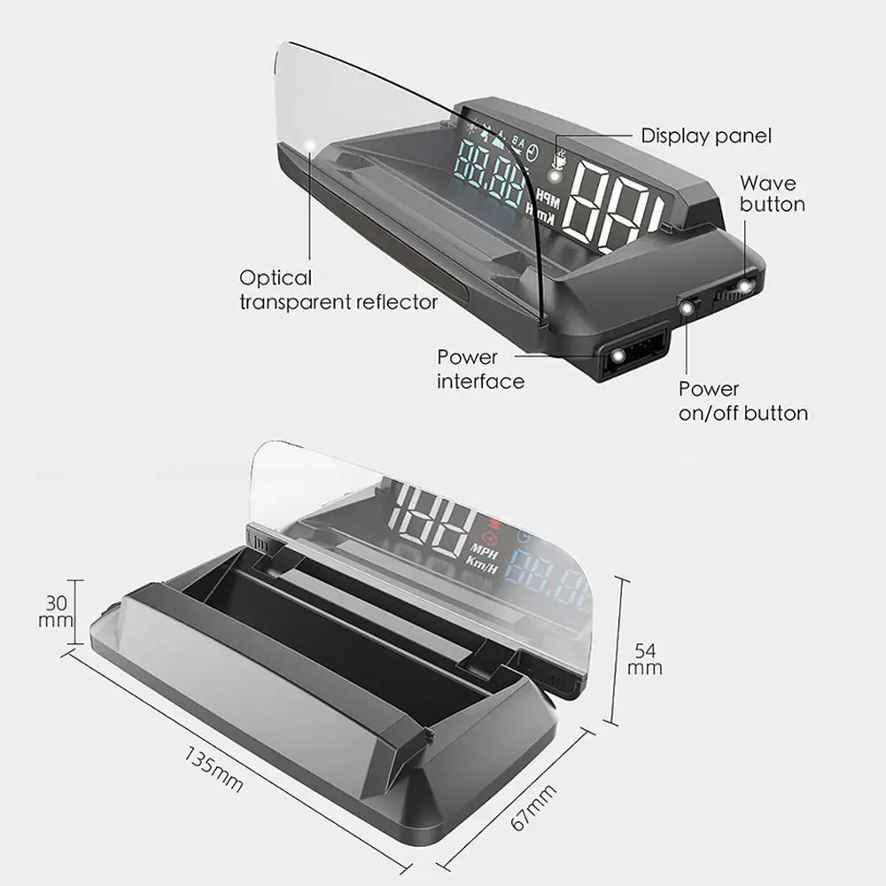 Updated Version H400G 3.7 Inch Heads Up Displays Car Universal HUD Windshield Projector
