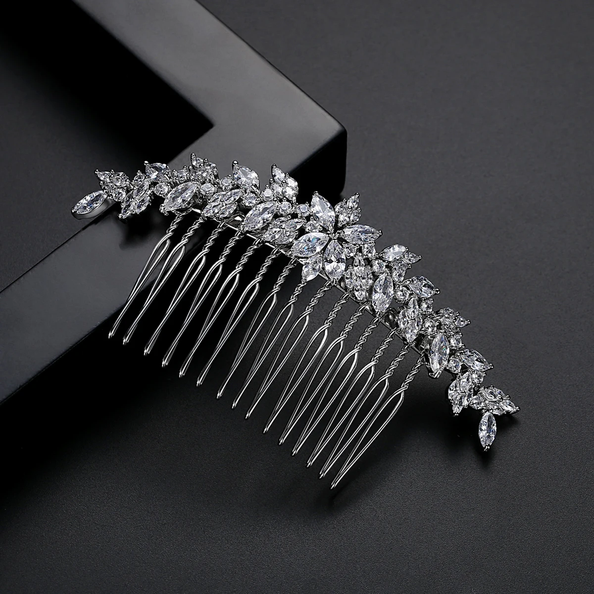 LUOTEEMI Wedding Flower AA A Cubic Zircon Hair Pins for Woman Vintage Style Jewelry Design