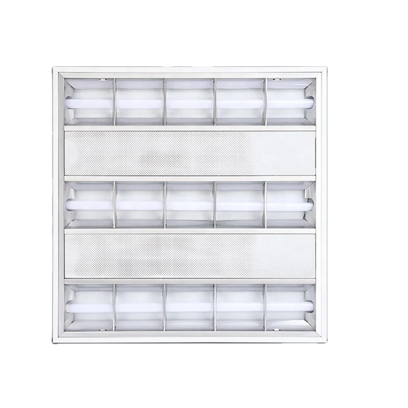 T5 T8 fluorescent grille light I type V type aluminum louver fittings 9w 3x18w 36w recessed grille light for office hospital
