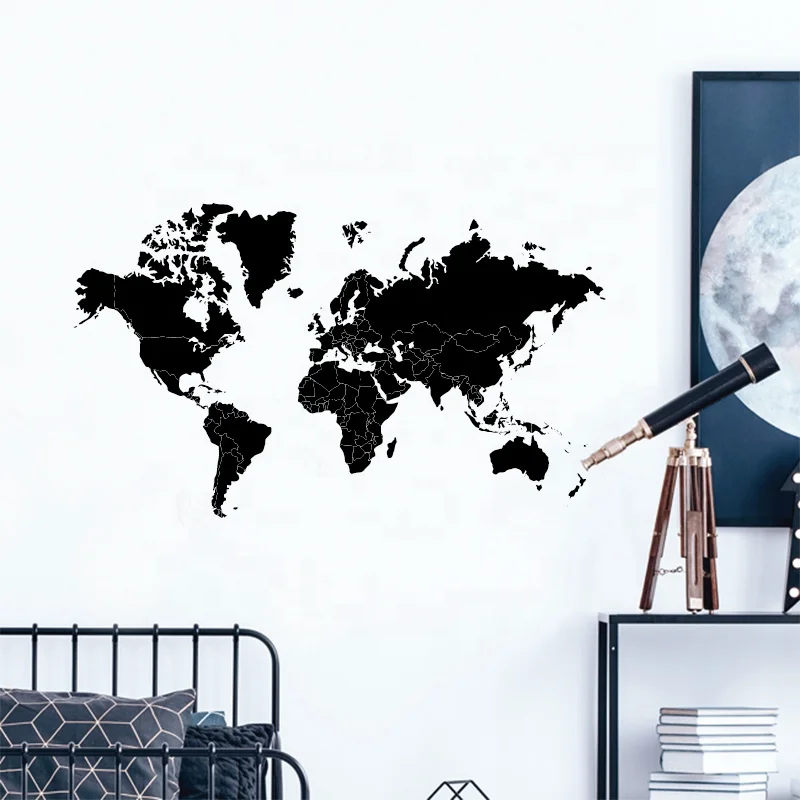 Living room office decoration world map acrylic 3d wall stickers