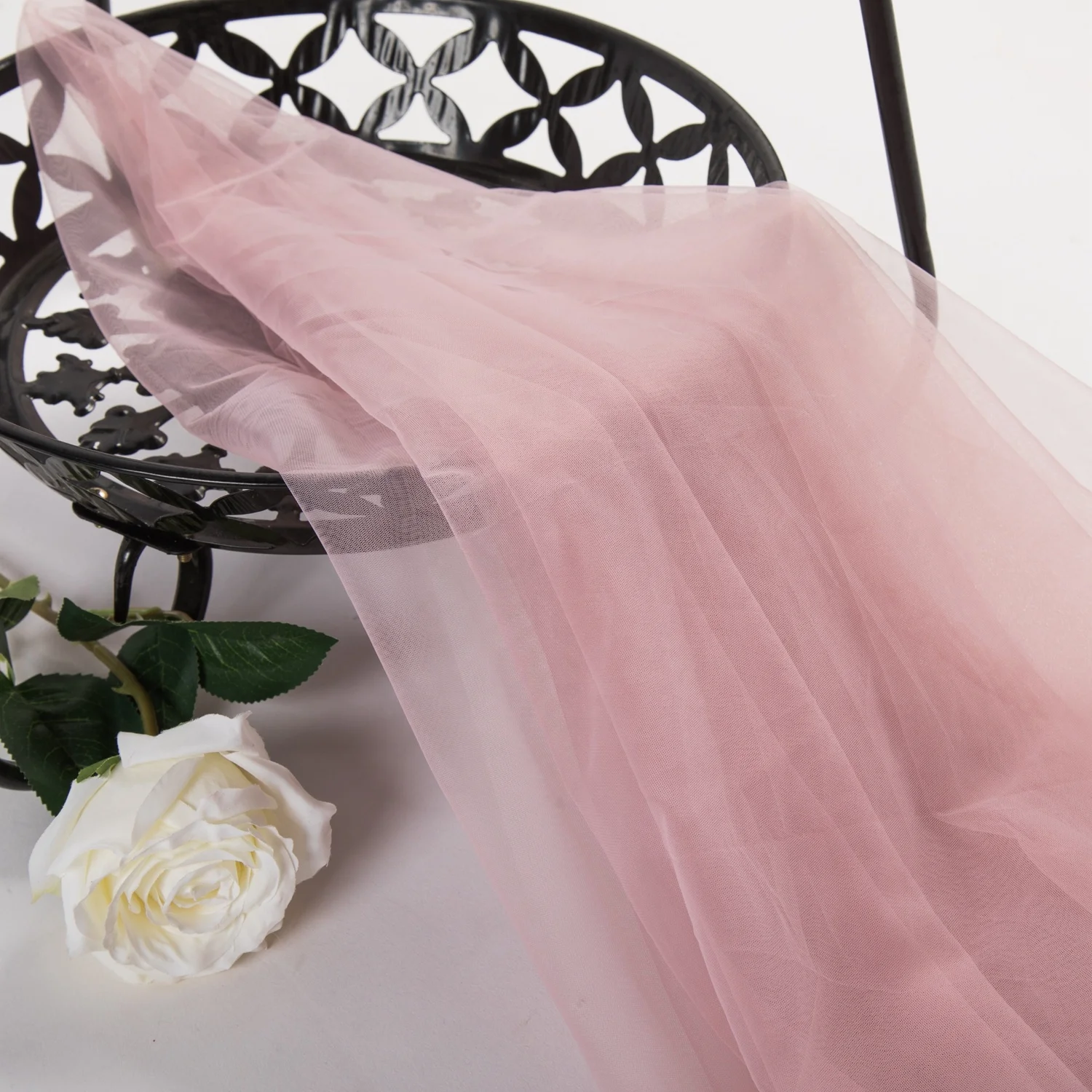 Fancy In Stock Soft Knitted 100% Nylon Transparent Tulle Fabric For Wedding Dress
