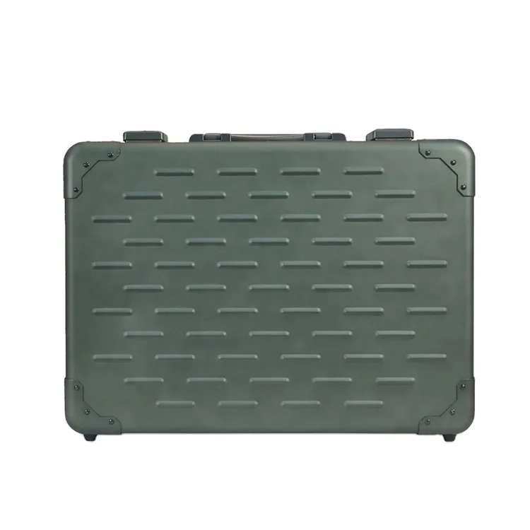 Durable All Black Aluminum Tool Box men Briefcase Carrying Case for Laptop/computer/notebook