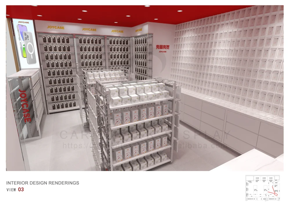 Sleek Cell Phone Case Kiosk Interior Design for a Modern Aesthetic Rustic Cell Phone Kiosk Interior Design for a Natural Look